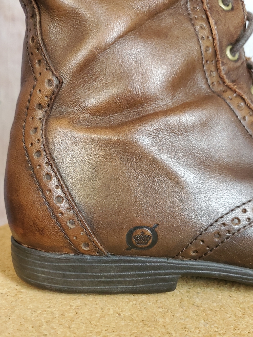 Born Mid Calf Boots 9 Brown Leather Wingtip Leonis Brogue Oxford - Picture 9 of 10
